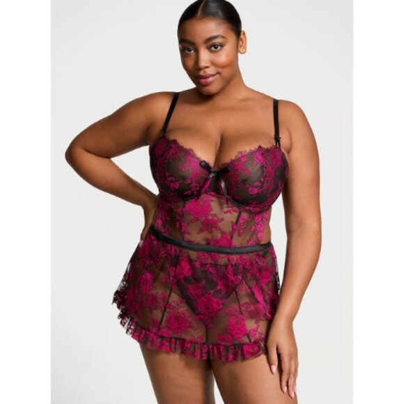 New! Victoria's Secret Wicked Unlined Rose Lace Apron Set XS 1685 - Picture 8 of 9